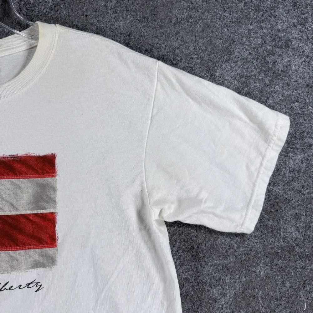 Vintage Anvil‎ Land of Liberty T-Shirt Mens M White Pre-Shrunk USA American Flag